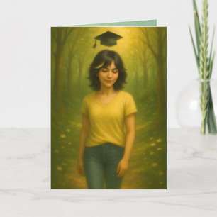 Custom Identity Graduation Card Female Black Hair 