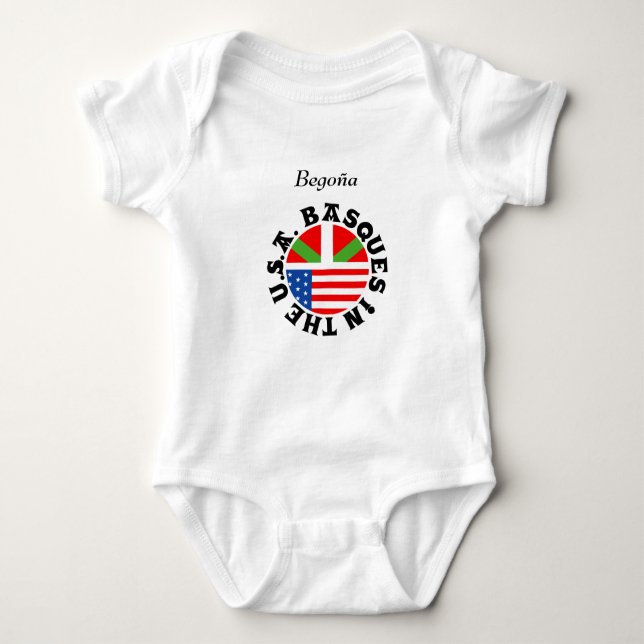 Custom, Ikurriña + USA flag "Basques in the USA": Baby Bodysuit (Front)