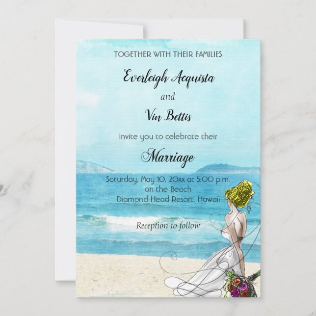 Custom Illustrated Destination Wedding Invitation (Front)