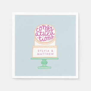 Custom, illustrated wedding cake Congratulations Napkin