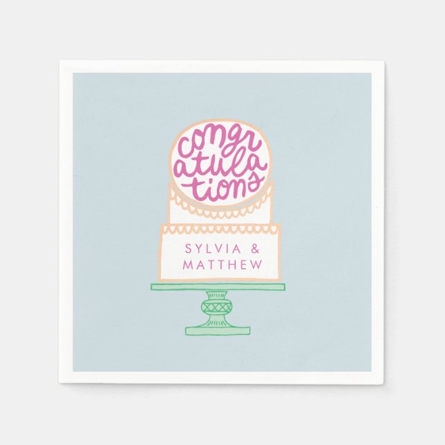 Custom, illustrated wedding cake Congratulations  Napkin (Front)