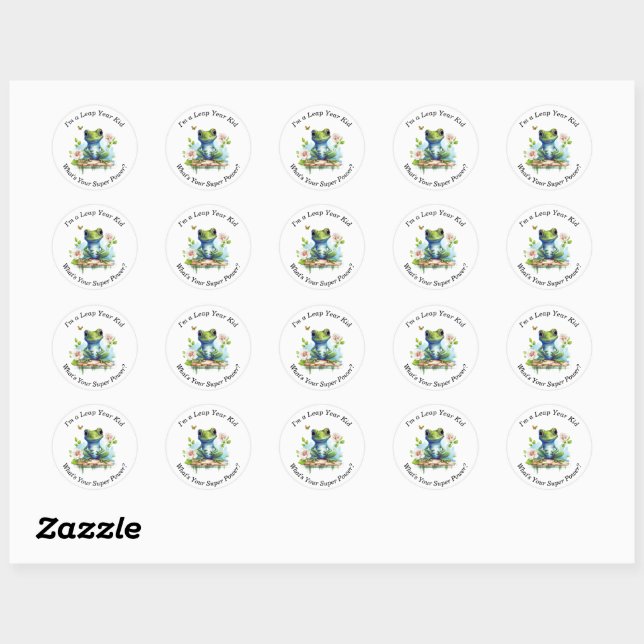 Custom "I'm a Leap Year Kid" White Classic Round Sticker (Sheet)