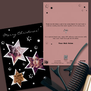 Custom Image Christmas Stars Foil Holiday Card