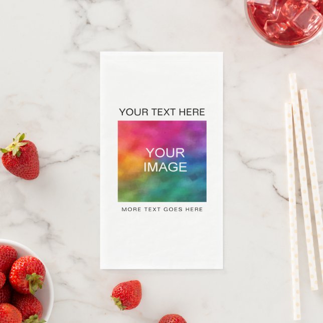 Custom Image Photo Picture Or Logo Here Add Text Napkin (Insitu)