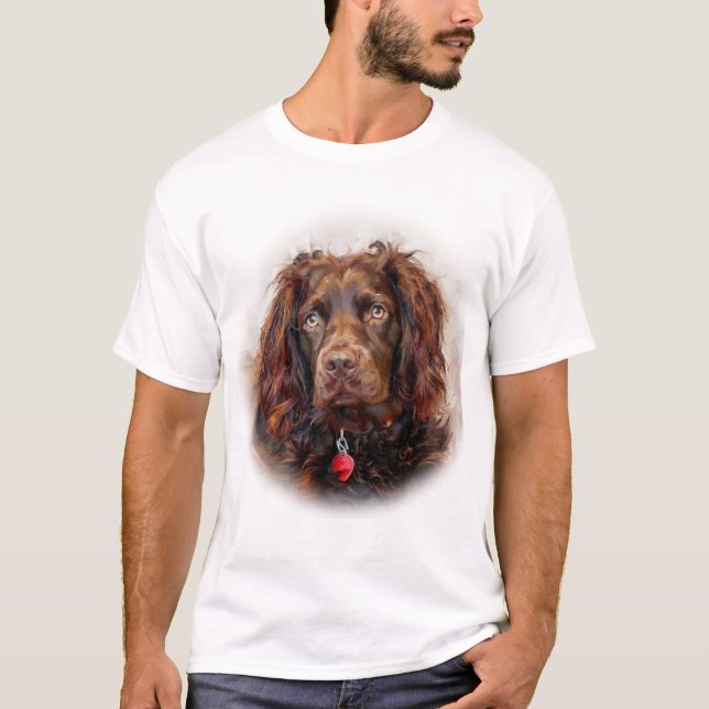 Custom Impressionist Boykin Spaniel Portrait T-Shirt (Front)