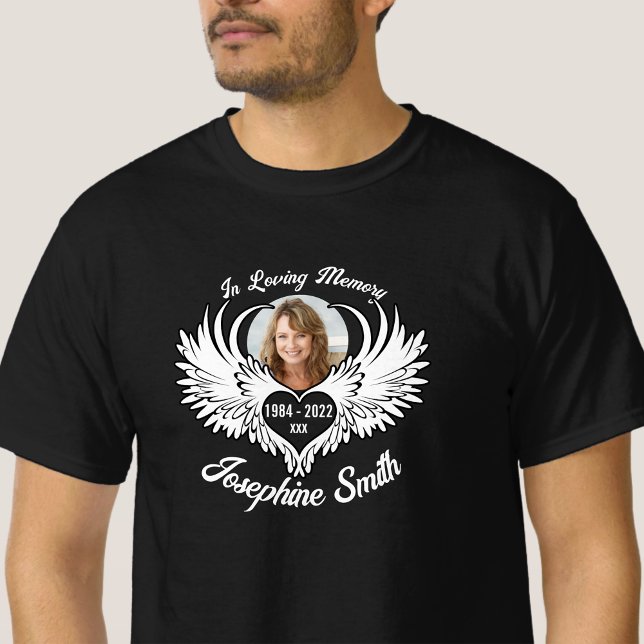 Custom In Loving Memory Angel Wings Photo Shirt (Creator Uploaded)
