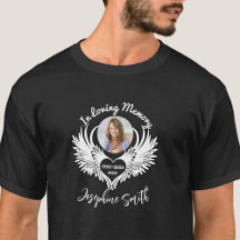 Custom In Loving Memory Angel Wings Photo T-Shirt