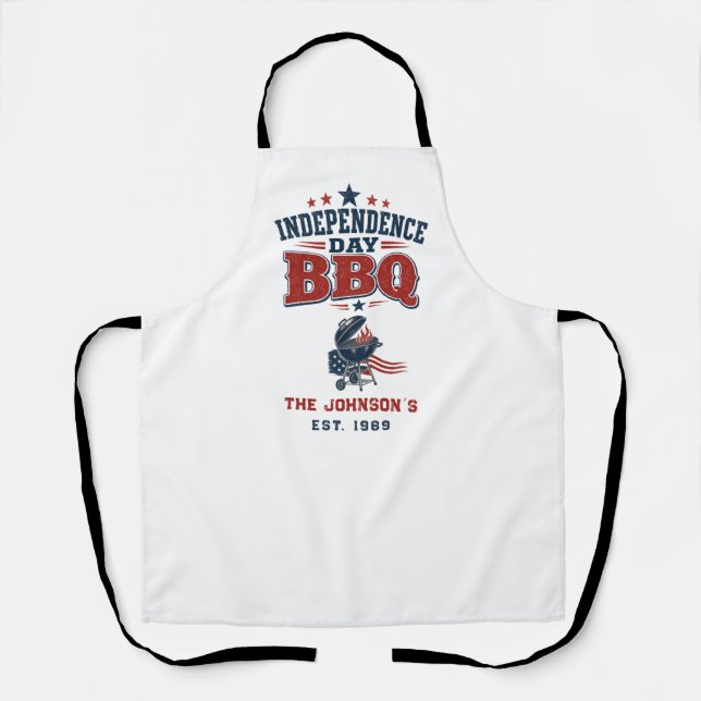 Custom Independence Day BBQ Family Apron (Front)