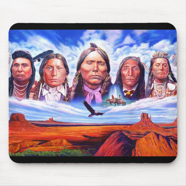 Custom Indian Chiefs Native Americans Painting Mouse Pad (Front)