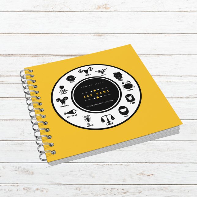 Custom Indian Zodiac - Yellow Cover Notebook (Customize Your Cosmic Journey.)