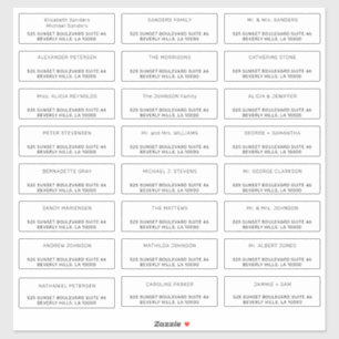 Custom individual guest mailing address labels