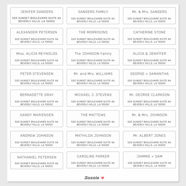 Custom individual guest mailing address labels (Sheet)