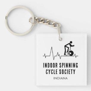 Custom Indoor Spinning Cycle Society Heartbeat Key Ring