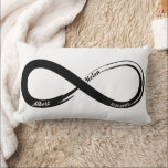 Custom Infinity Couples Wedding Anniversary Gift Lumbar Cushion<br><div class="desc">Infinity Symbol in Brush Stroke with couple's names and wedding date for you to personalise.</div>