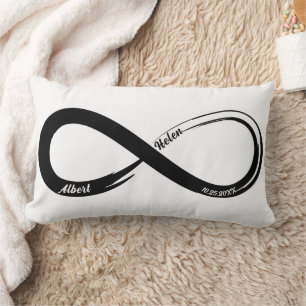 Custom Infinity Couples Wedding Anniversary Gift Lumbar Cushion