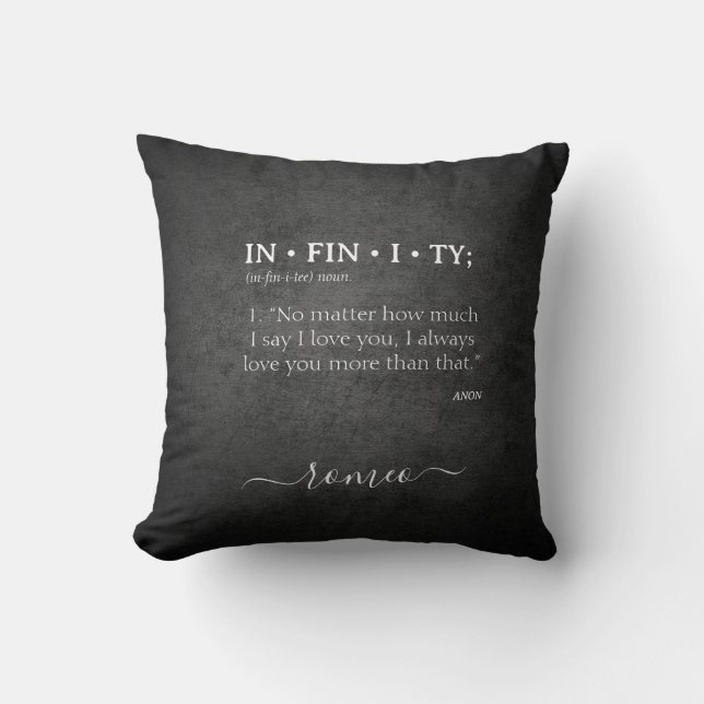 Custom INFINITY Love you more Dictionary Definitio Cushion (Front)