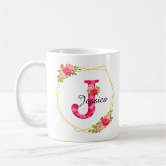 Custom Initial an Name Mug Floral Mug Gift for Her