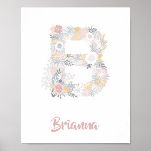 Custom Initial and Name Poster for Girl   B