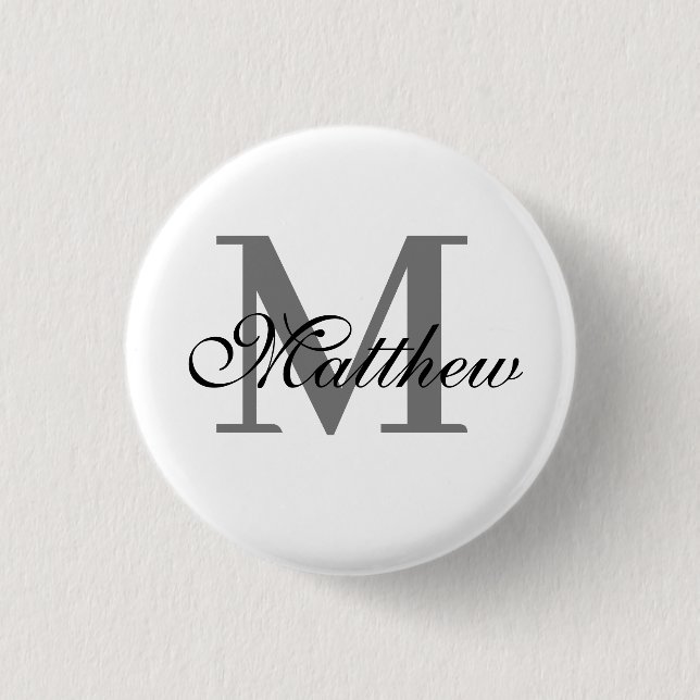 Custom initial and name text 3 cm round badge (Front)