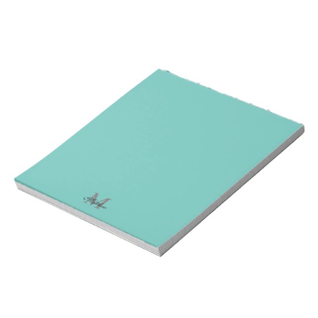Custom initial and name text teal notepad (Rotated)