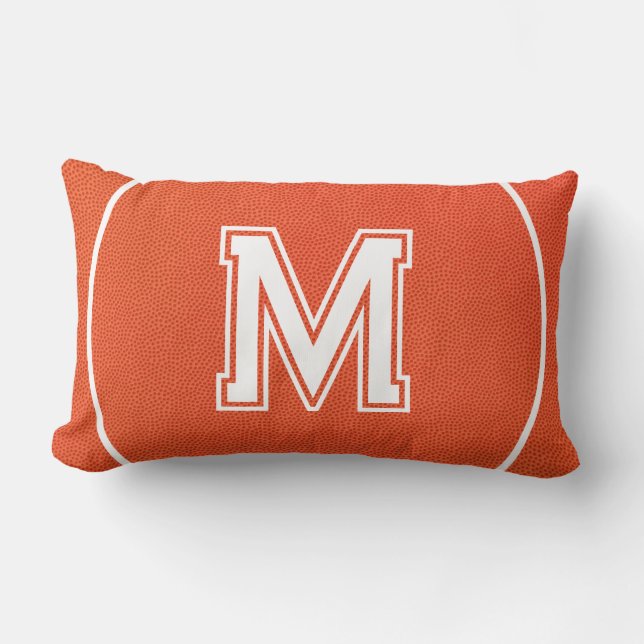 Custom Initial Basketball Textured Sports Lumbar Cushion (Front)