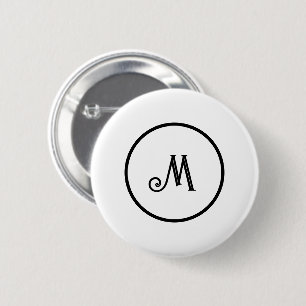 Custom initial black and white  6 cm round badge