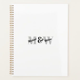 Custom Initial Black and White Monogram Planner