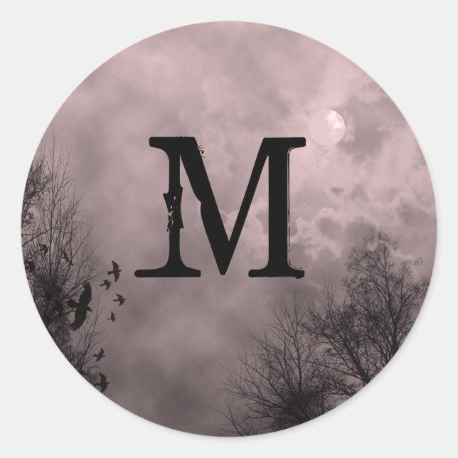 Custom Initial Blood Red Haunted Sky Sticker (Front)