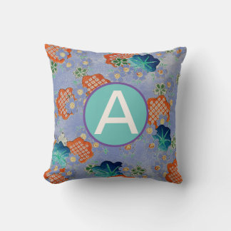 CUSTOM INITIAL BLUE JAPANESE PATTERN PILLOW