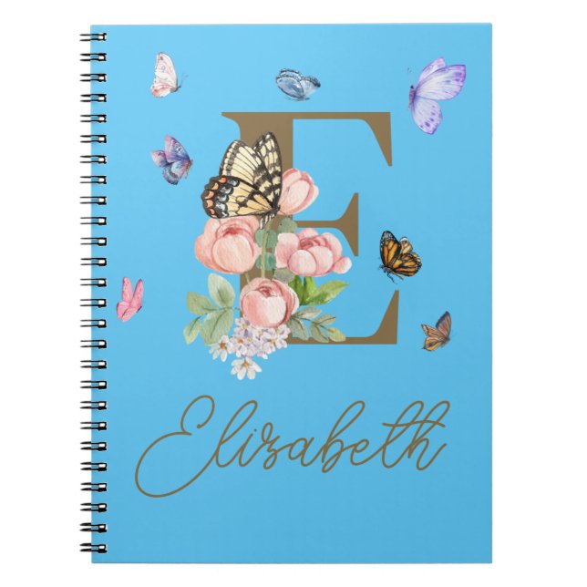 Custom Initial Butterfly Notebook Gift (Front)