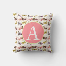 CUSTOM INITIAL BUTTERFLY THROW PILLOW