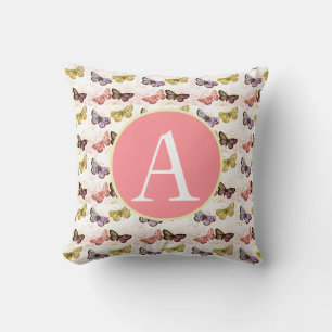 CUSTOM INITIAL BUTTERFLY THROW PILLOW