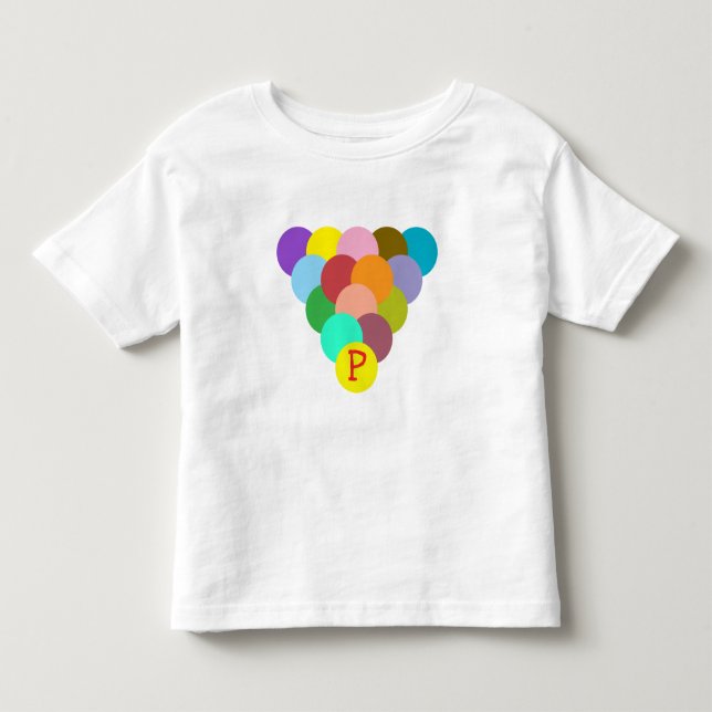 Custom Initial Colourful rainbow circles triangle Toddler T-Shirt (Front)