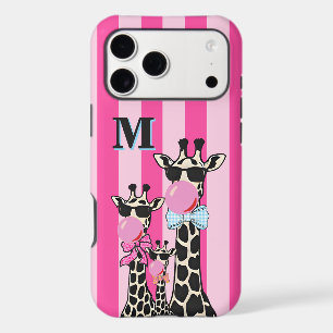 Custom Initial Cute Giraffe Phone Case  Bubble Gum