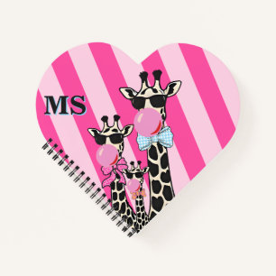 Custom Initial Cute Giraffe Phone Case Bubble Gum Notebook