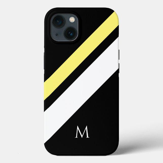 Custom initial diagonal lines black Case-Mate iPhone case (Back)