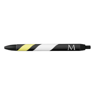 Custom initial diagonal lines black ink pen