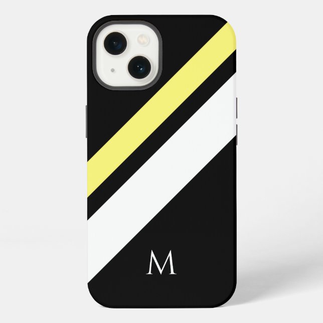 Custom initial diagonal lines black iPhone case (Back)