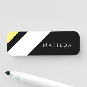 Custom initial diagonal lines black name tag