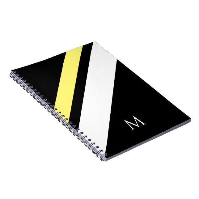 Custom initial diagonal lines black notebook (Right Side)