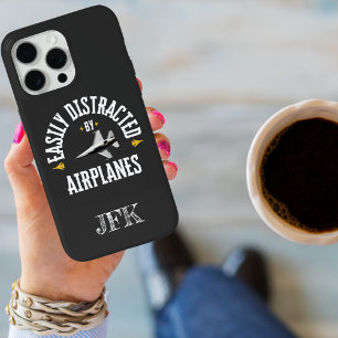 Custom Initial,Easily Distracted By Aeroplane,Funn iPhone 15 Pro Max Case
