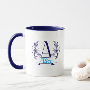 Custom Initial Floral Monogram Mug