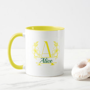 Custom Initial Floral Monogram Mug