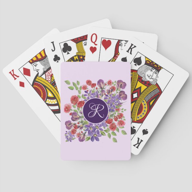 Custom Initial floral playing cards (Back)
