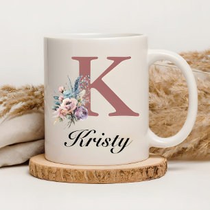 Custom Initial & Girl Name Personalised Monogram Coffee Mug