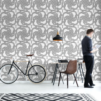 Custom Initial Grey Chain Knot Pattern Wallpaper