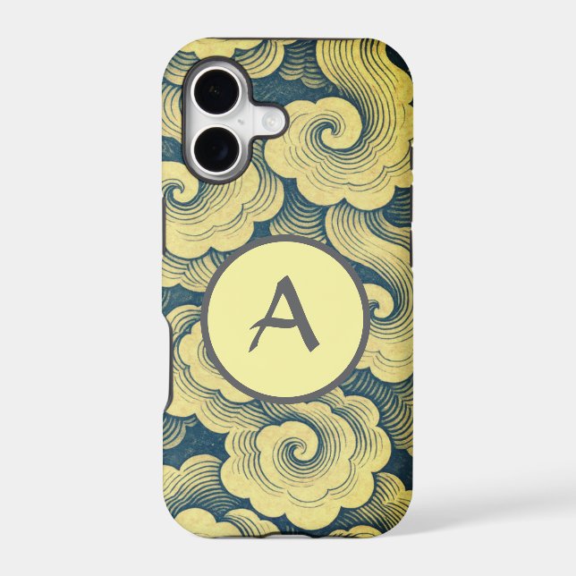 CUSTOM INITIAL JAPANESE CLOUD PATTERN PHONE CASE (Back)
