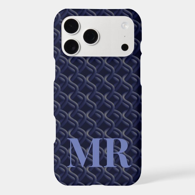 Custom Initial Large Modern Blue Lattice Rubber (Back)