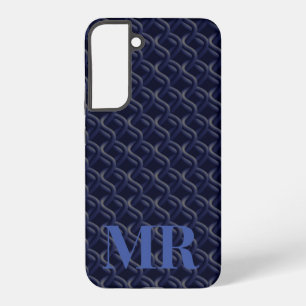 Custom Initial Large Modern Blue Lattice Rubber Samsung Galaxy Case