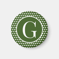 Custom initial letter Dark Green Polka Dots